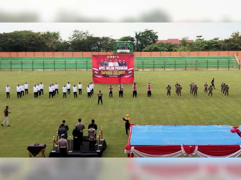 PPKM Darurat Resmi Diberlakukan, Polres Bojonegoro Laksanakan Apel Gelar Pasukan Gabungan