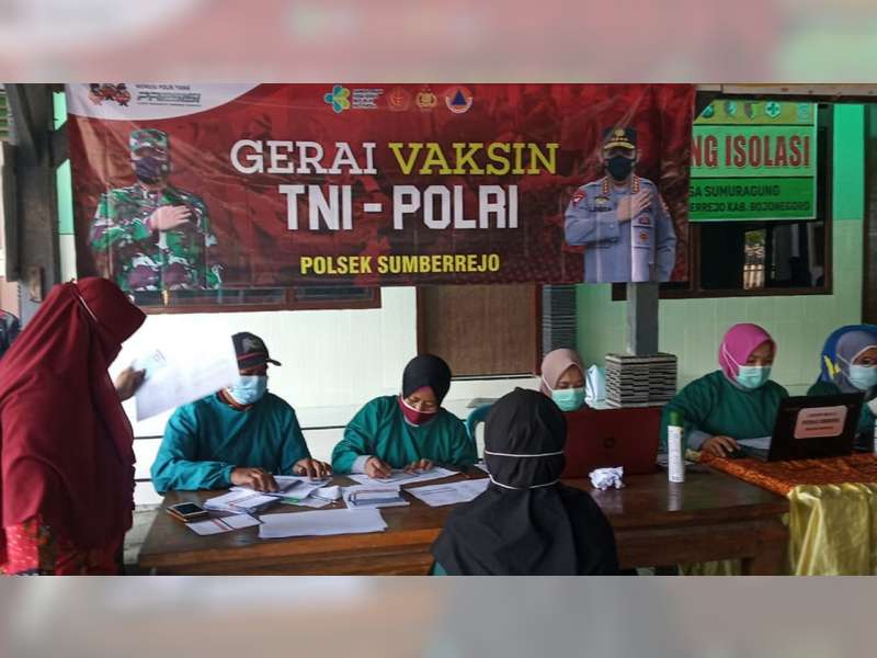 210 Orang Ikuti Vaksinasi Corona di Gerai Vaksin Polsek Sumberrejo, Bojonegoro