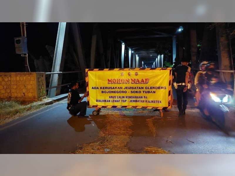 Mulai Diperbaiki, Jembatan Glendeng Penghubung Bojonegoro-Tuban, Kembali Ditutup Total
