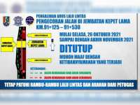 Ada Perbaikan, Jembatan Kepet Lama di Jalan Nasional Tuban, Sementara Ditutup