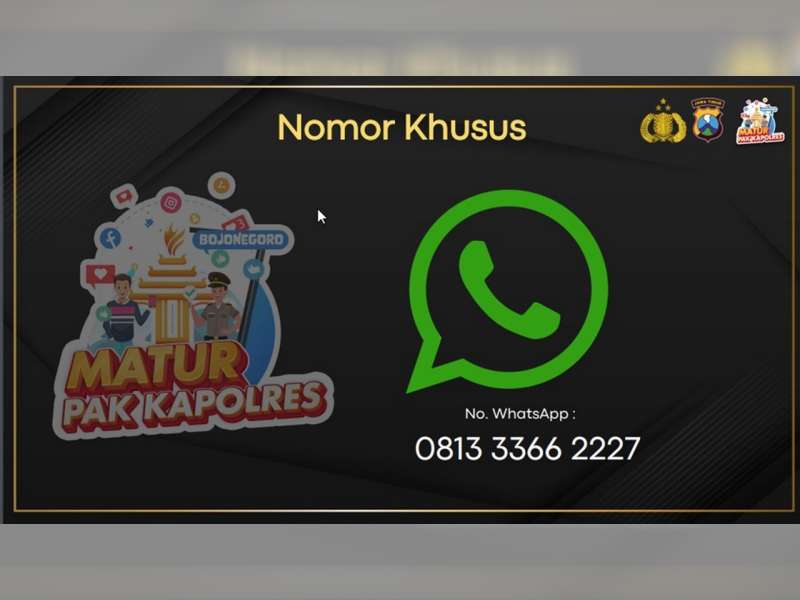 Tak Perlu ke Kantor Polisi, Masyarakat Bojonegoro Bisa Lapor melalui Layanan 'Matur Pak Kapolres'