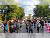 500 Pesilat Peragakan Jurus Bersama-sama di Gelaran CFD Alun-alun Bojonegoro