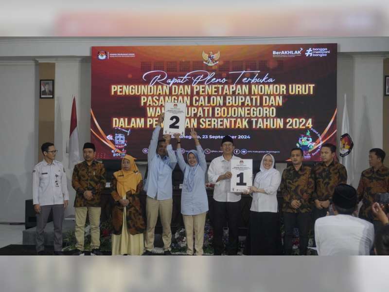 Pengundian Pilkada Bojonegoro, Teguh-Farida Nomor Urut 01, Wahono-Nurul Nomor Urut 02