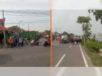 Kecelakaan di Depan SPBU Prayungan, Sumberrejo, Bojonegoro, Seorang Pejalan Kaki Meninggal