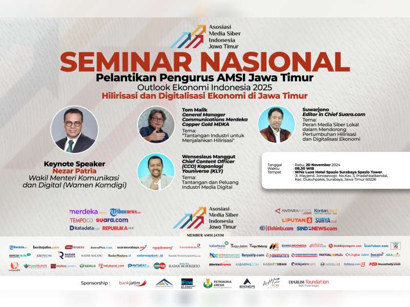 Seminar dan Pelantikan Pengurus AMSI Jawa Timur Dihadiri Wakil Menteri Komdigi