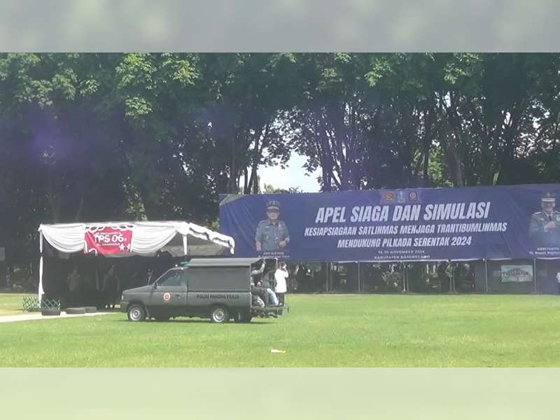 Satlinmas di Bojonegoro Ikuti Simulasi Pengamanan Pilkada Serentak 2024