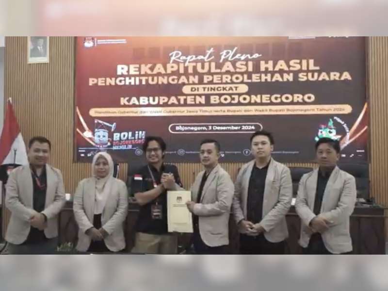 Rekapitulasi Hasil Penghitungan Suara Pilkada Bojonegoro, Teguh-Farida 10,66 Persen, Wahono-Nurul 89,34 Persen