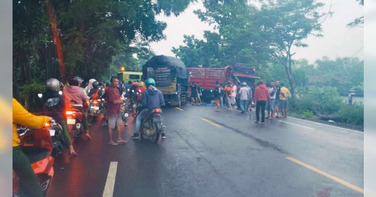 ‘Adu Banteng’ Truk di Baureno, Bojonegoro, Seorang Pengemudi Meninggal di TKP