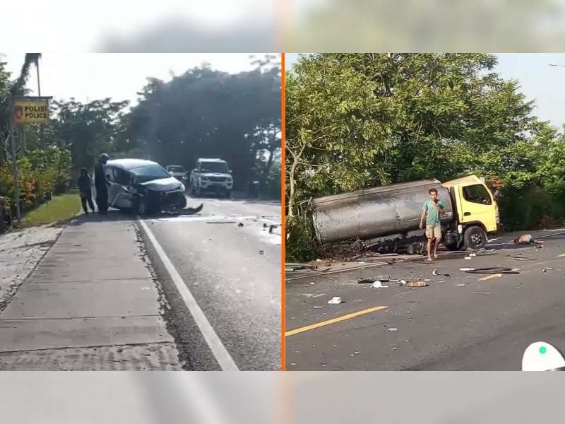 Xenia Tabrak Truk Tangki Air di Pintu Masuk Flyover Gayam, Bojonegoro, 4 Orang Luka-luka