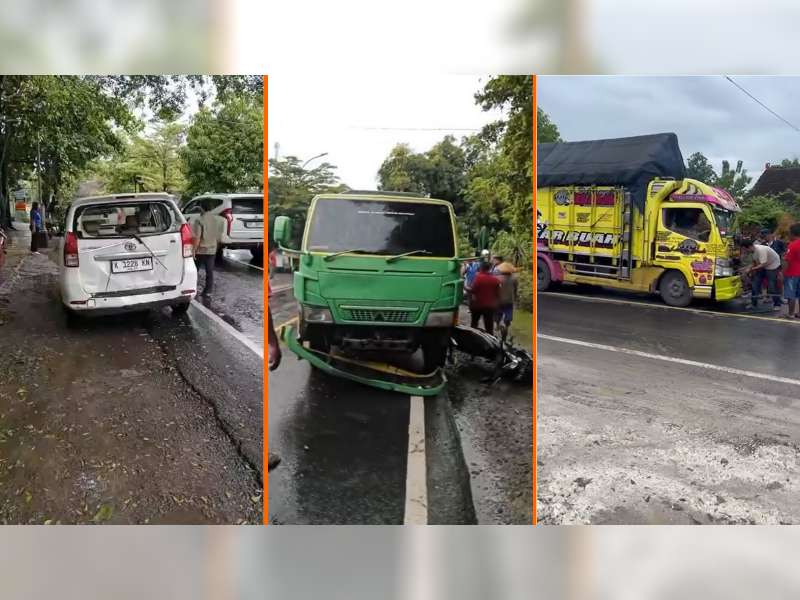 5 Kendaraan Terlibat Kecelakaan Beruntun di Jalan Raya Ngraho, Bojonegoro