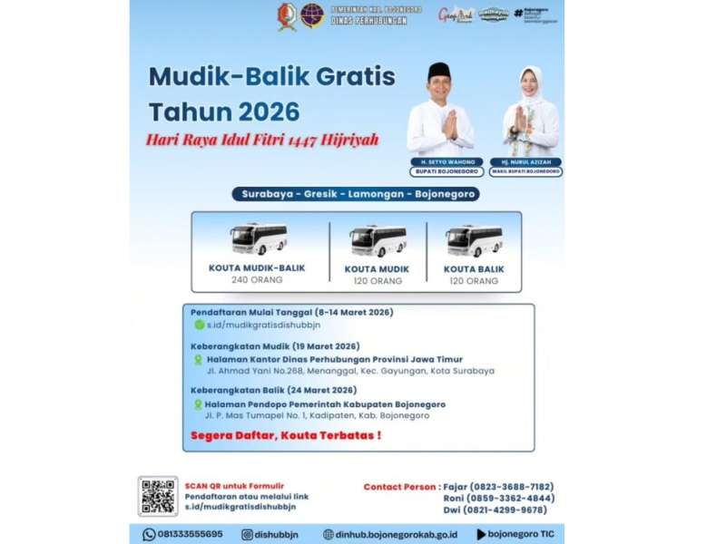 Mau Mudik-Balik Gratis Program Pemkab Bojonegoro? Berikut Ini Caranya