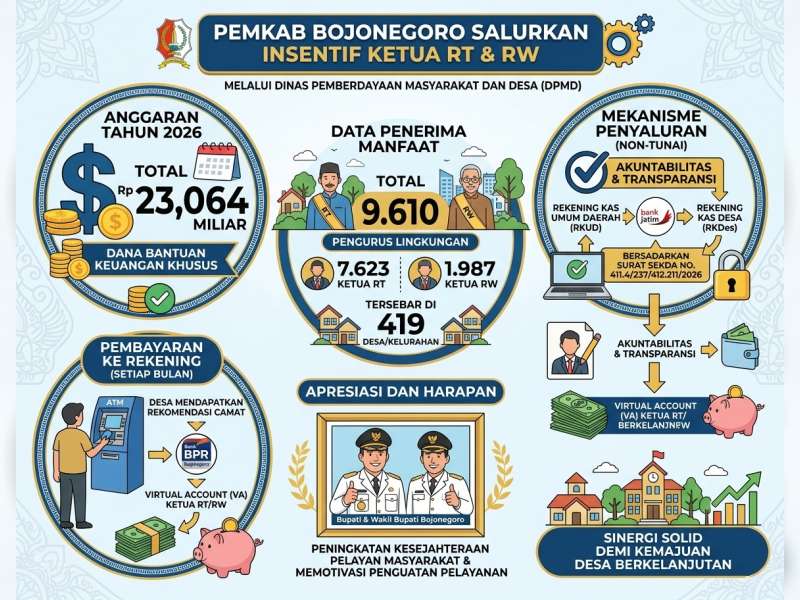Apresiasi Pelayanan Masyarakat, Pemkab Bojonegoro Kucurkan Insentif RT dan RW Senilai 23 Miliar