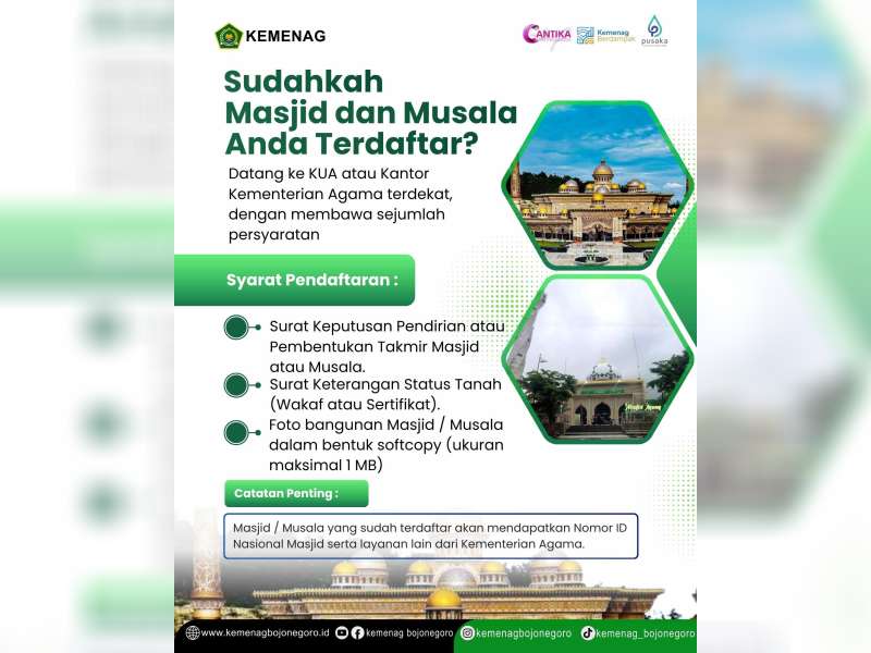 Kemenag Bojonegoro Ajak Pengurus Masjid Segera Urus Legalitas