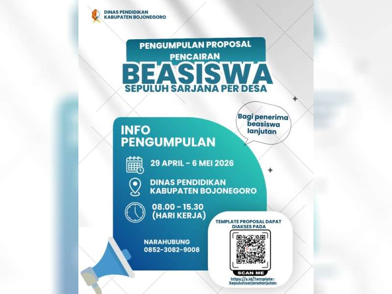 Pemkab Bojonegoro Buka Pengumpulan Proposal Beasiswa Sepuluh Sarjana Per Desa