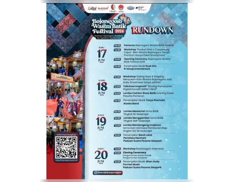 Jangan Lewatkan, Bojonegoro Wastra Batik Festival 2026 Resmi Dimulai Hari Ini