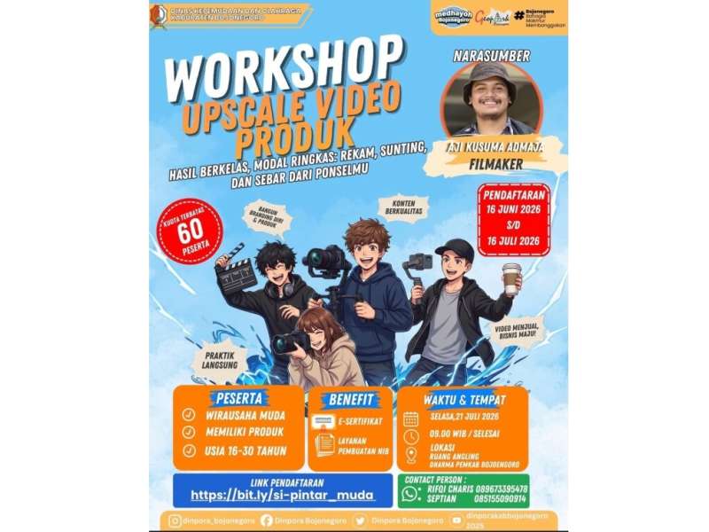 Dinpora Bakal Gelar Workshop Upscale Video Produk Buat Wirausahawan Muda, Catat Tanggalnya