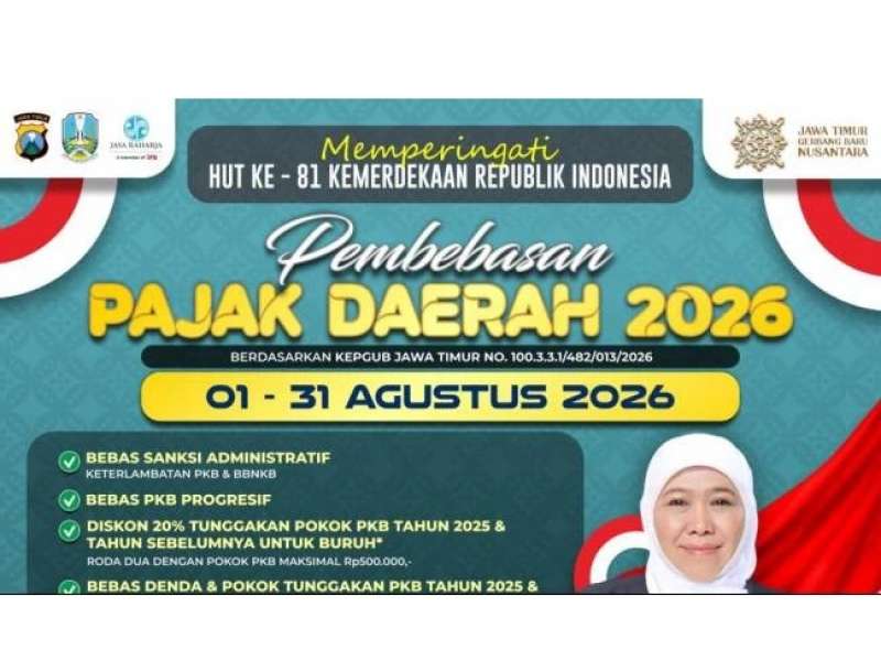 Diskon Hingga Bebas Tunggakan, Pemprov Jatim Masih Buka Pemutihan Pajak Kendaraan Bermotor Hingga Akhir Agustus