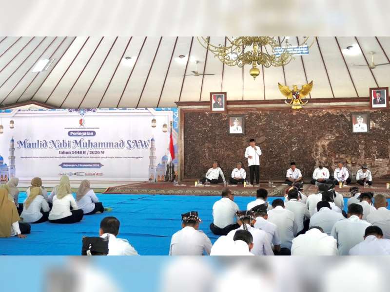 Peringati Maulid Nabi  di Pendopo,  Bupati Wahono Minta ASN Bojonegoro Kedepankan Ketulusan Melayani