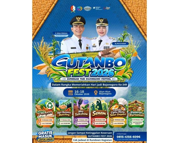 Siap-Siap! GUTANBO FEST &rsquo;26 Gelar Pameran Pertanian hingga Hiburan Artis Nasional di Alun-Alun Bojonegoro